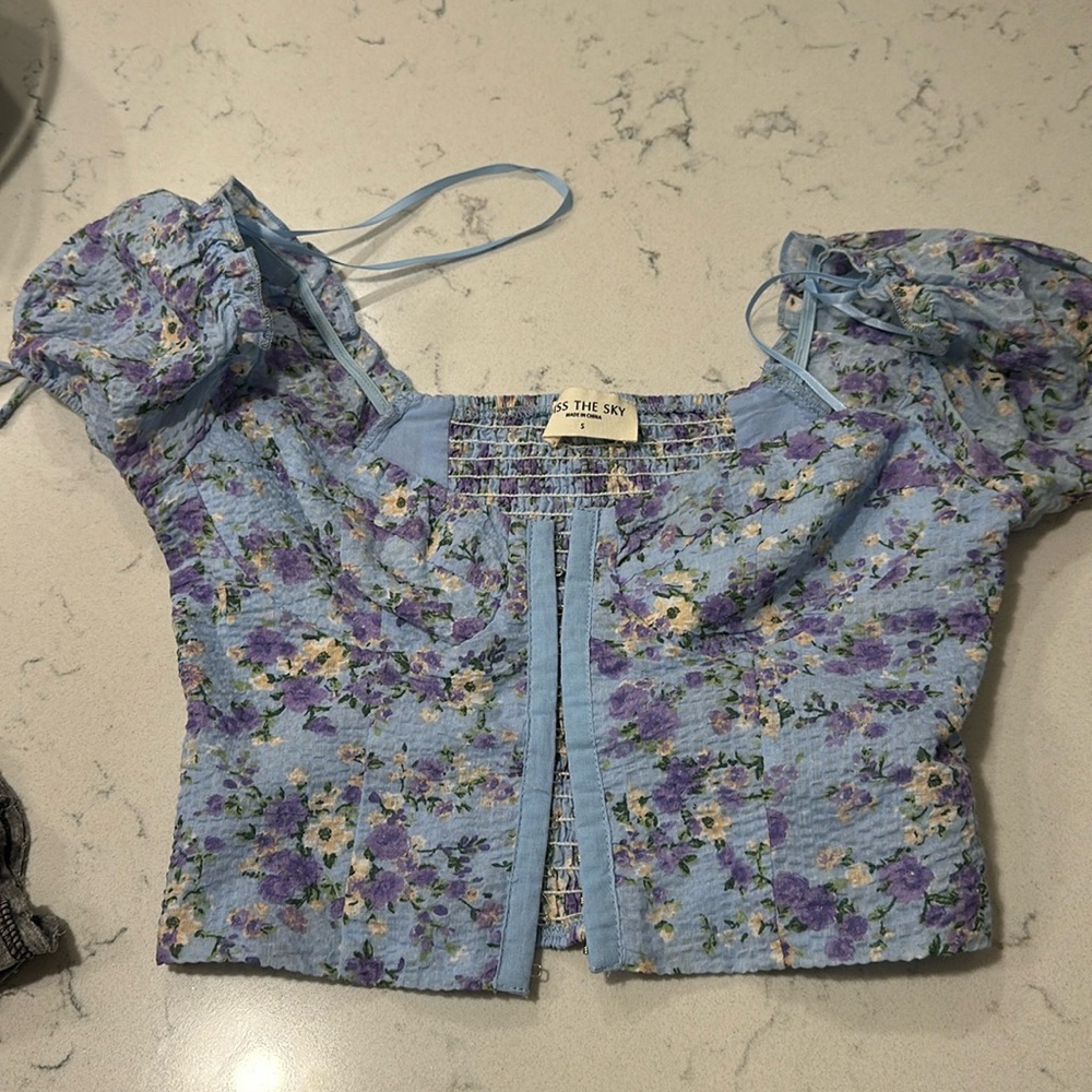 Floral blue purple urban outfitters corset like top
